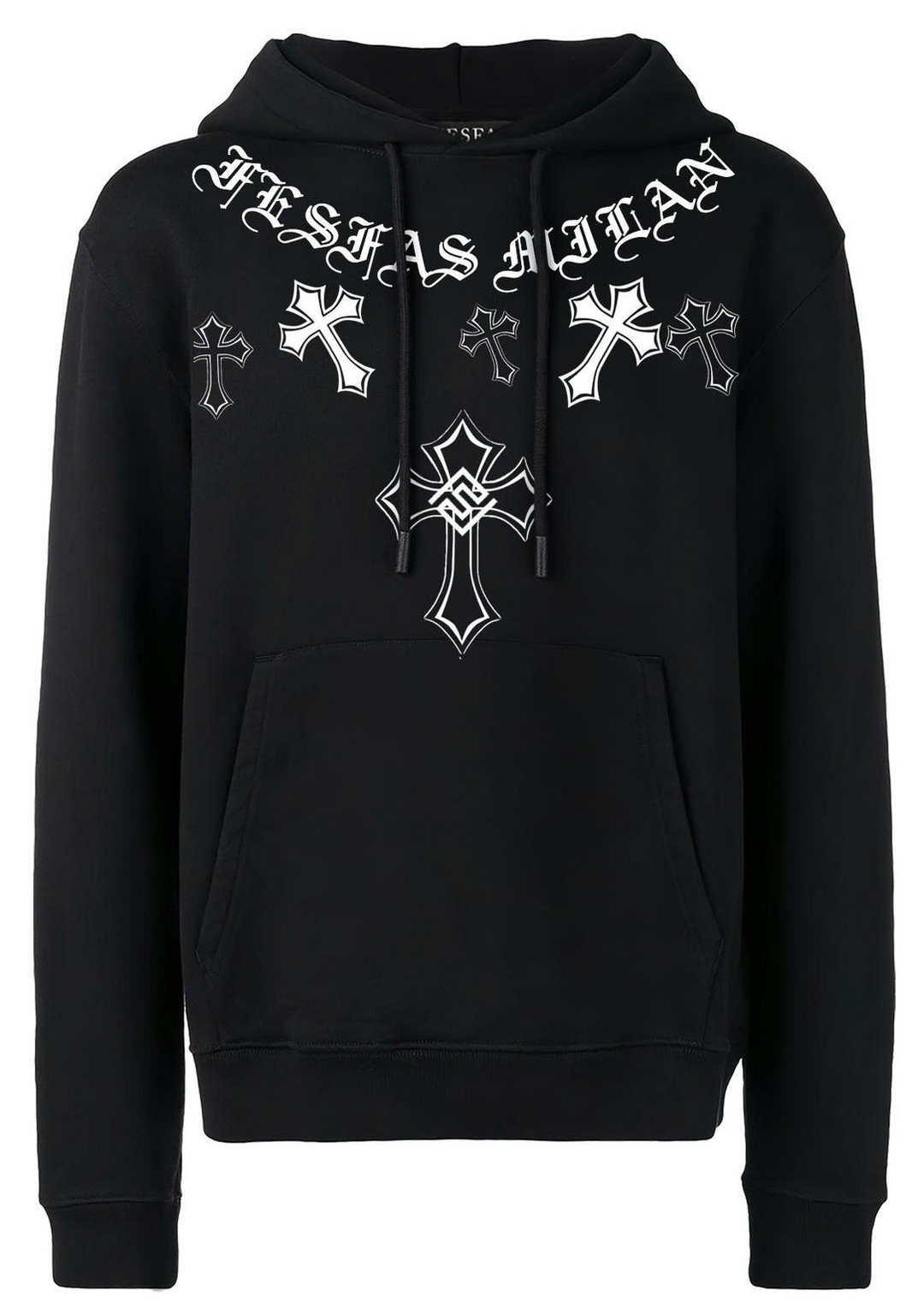 FesFas Cross-print Hoodie Set | Black | Men