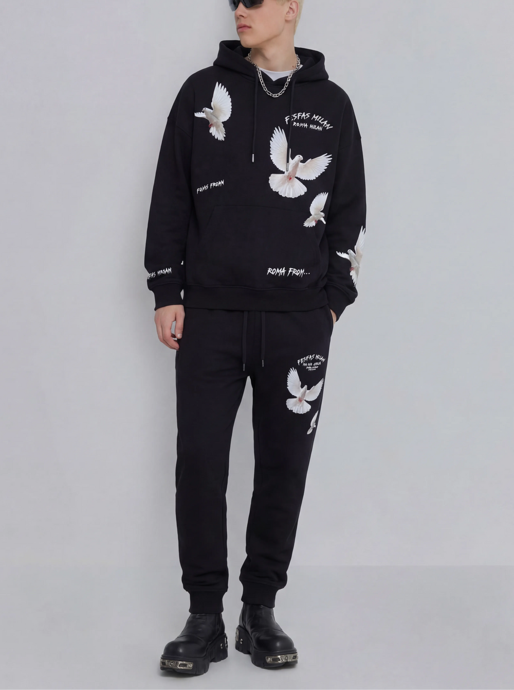 FesFas pigeons-print Hoodie | Black | Men