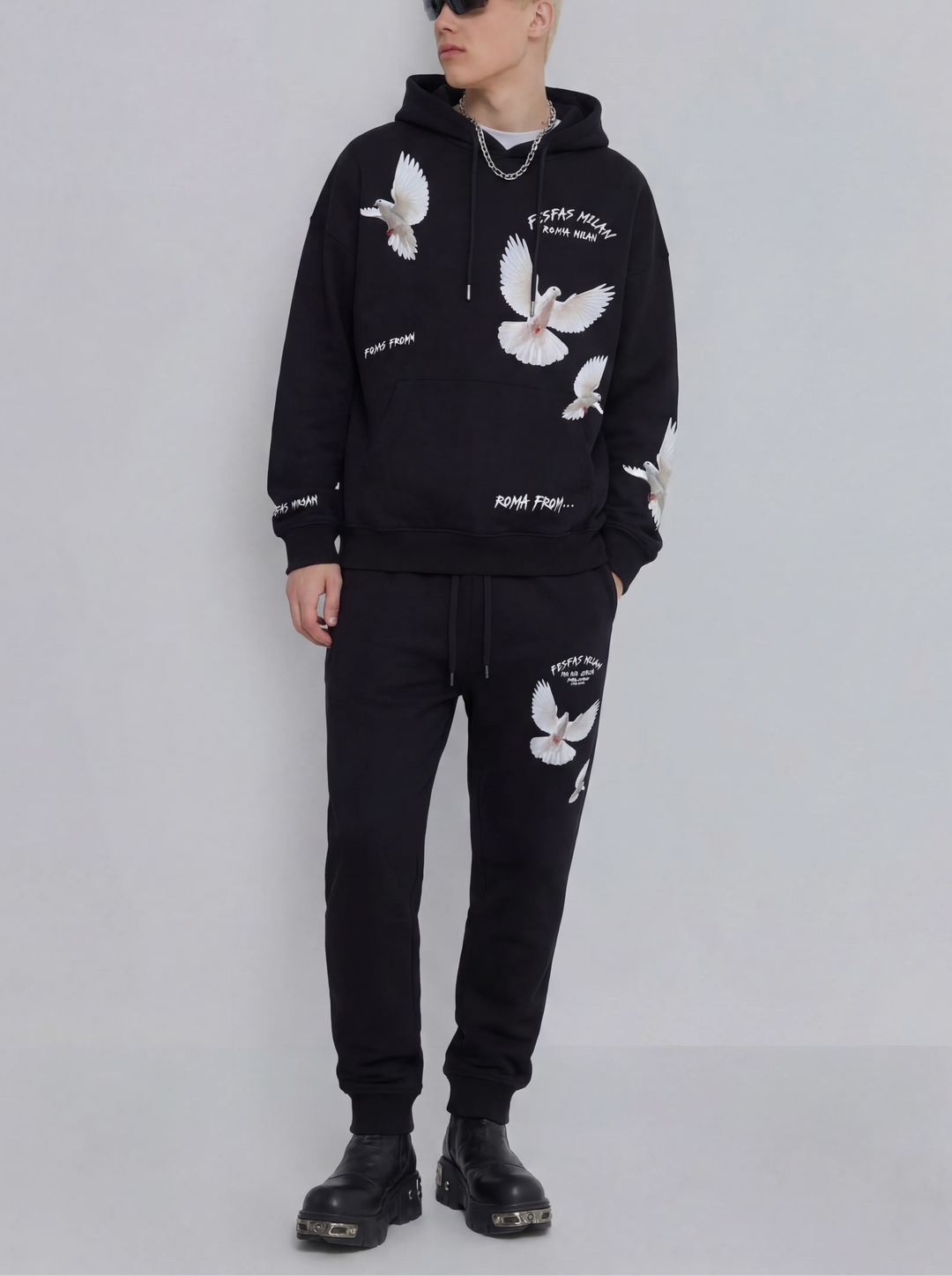 FesFas pigeons-print Hoodie | Black | Men