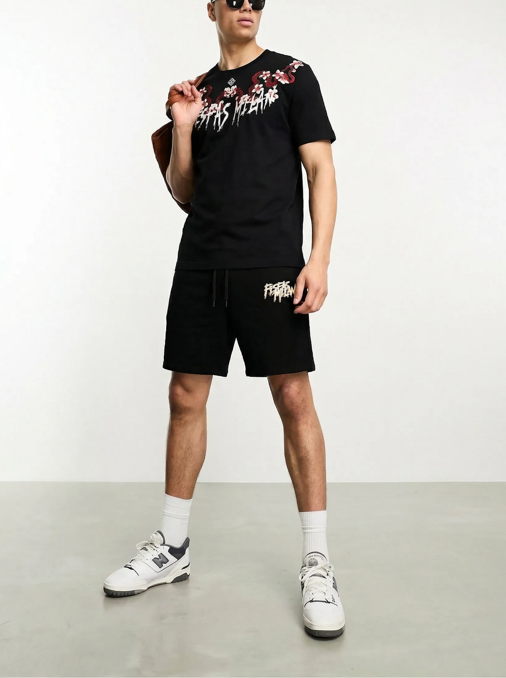 FesFas flowers-print T-shirt Set | Black | Men
