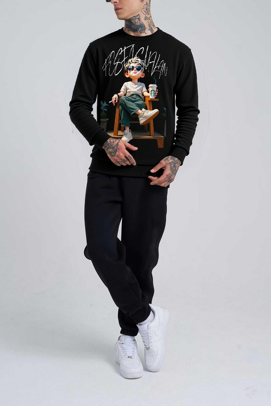 FesFas Boy-print Sweatshirt Set | Black | Men