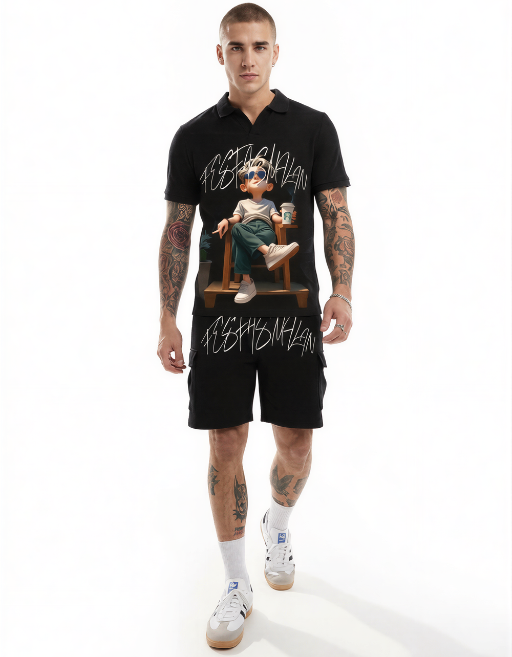 FesFas chill boy-print Polo Set | Men | Black
