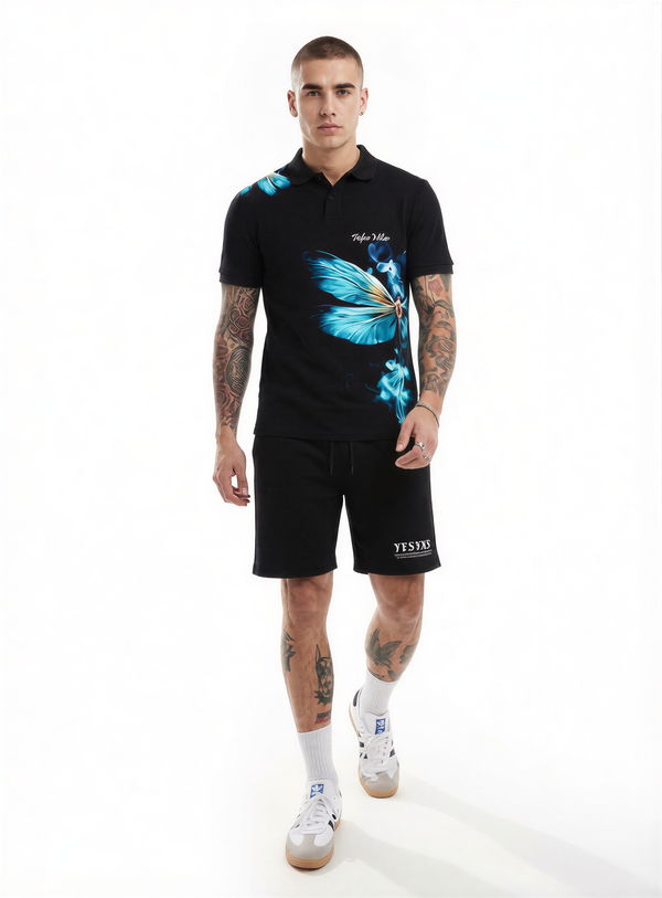 FesFas blue dragonfly-print Polo Set | Men | Black