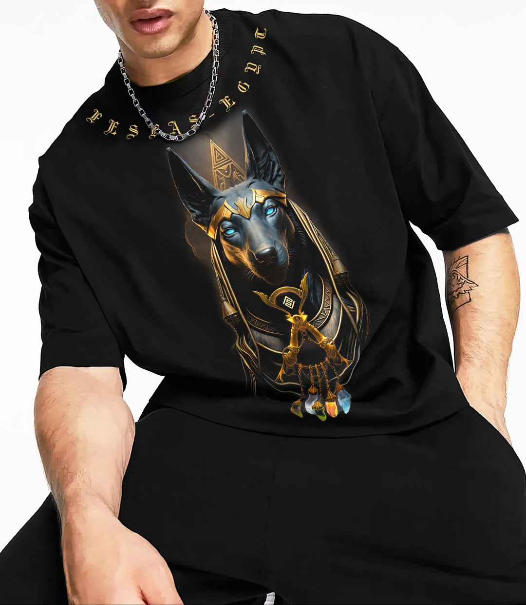 FesFas Anubis-print T-shirt | Black | Men