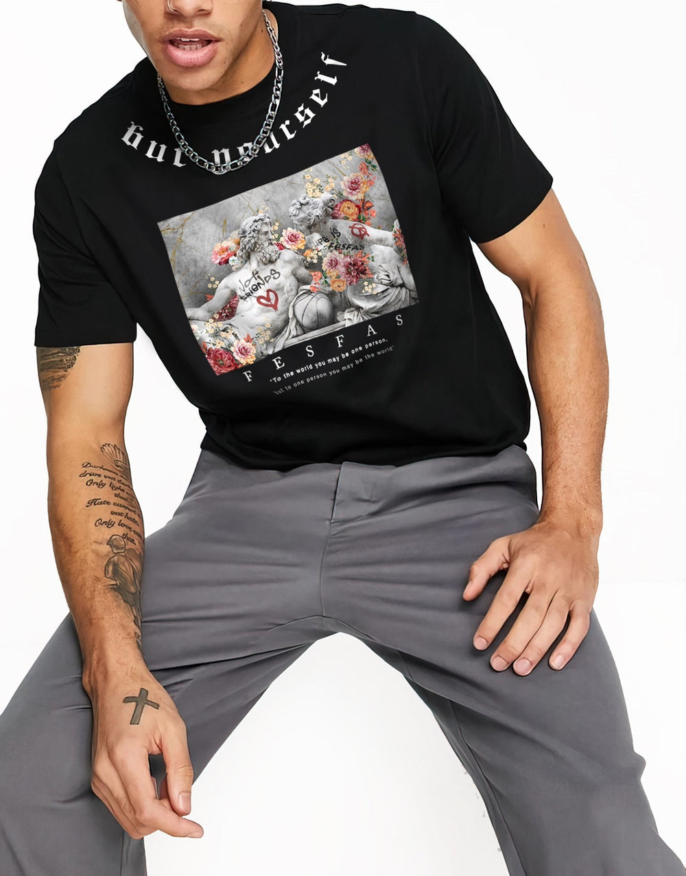FesFas graphic-print T-shirt | Black | Men
