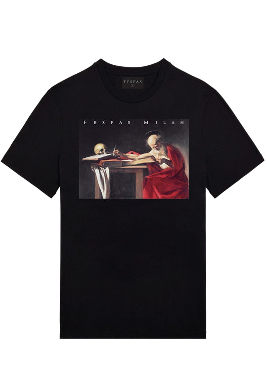 FesFas "Saint Jerome Writing"-print T-shirt | Black | Men