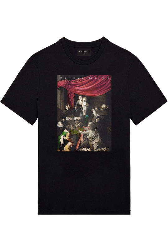 FesFas "Madonna of the Rosary"-print T-shirt | Black | Men