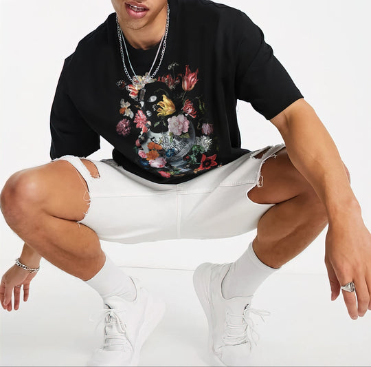 FesFas Floral-print T-shirt | Black | Men
