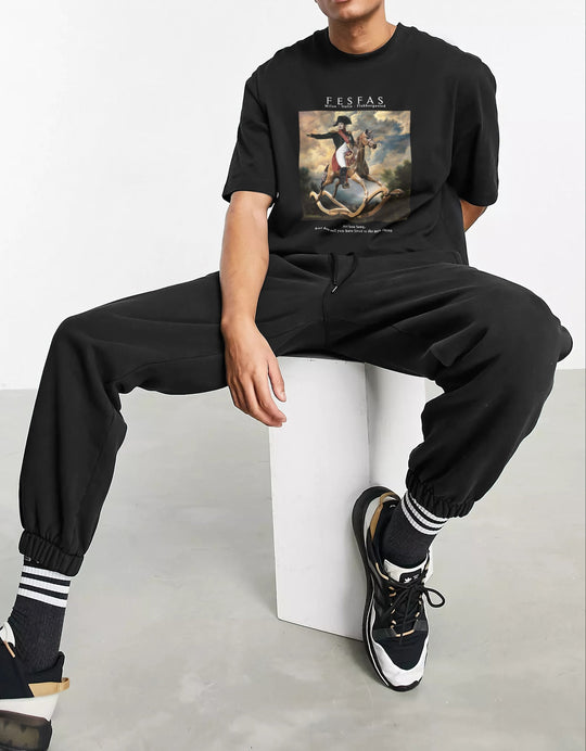 FesFas Horse-print T-shirt | Black | Men