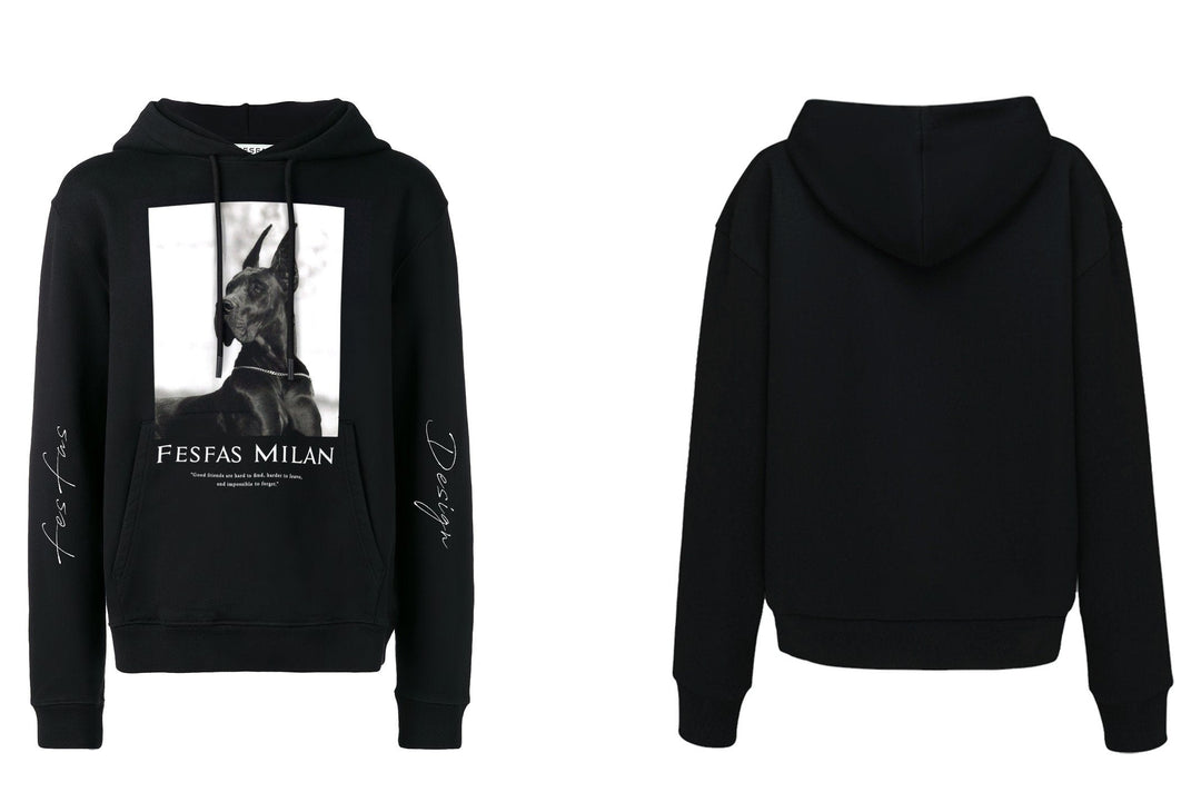 FesFas Cool dog-print Hoodie | Black | Men