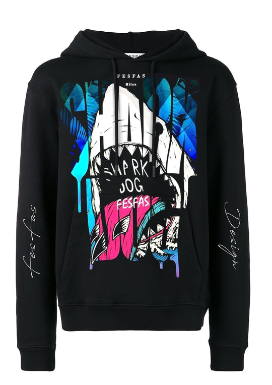 Áo Hoodie in hình cá mập FesFas | Màu đen | Nam
