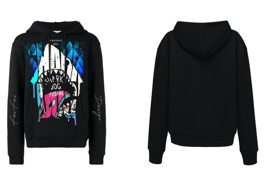Áo Hoodie in hình cá mập FesFas | Màu đen | Nam