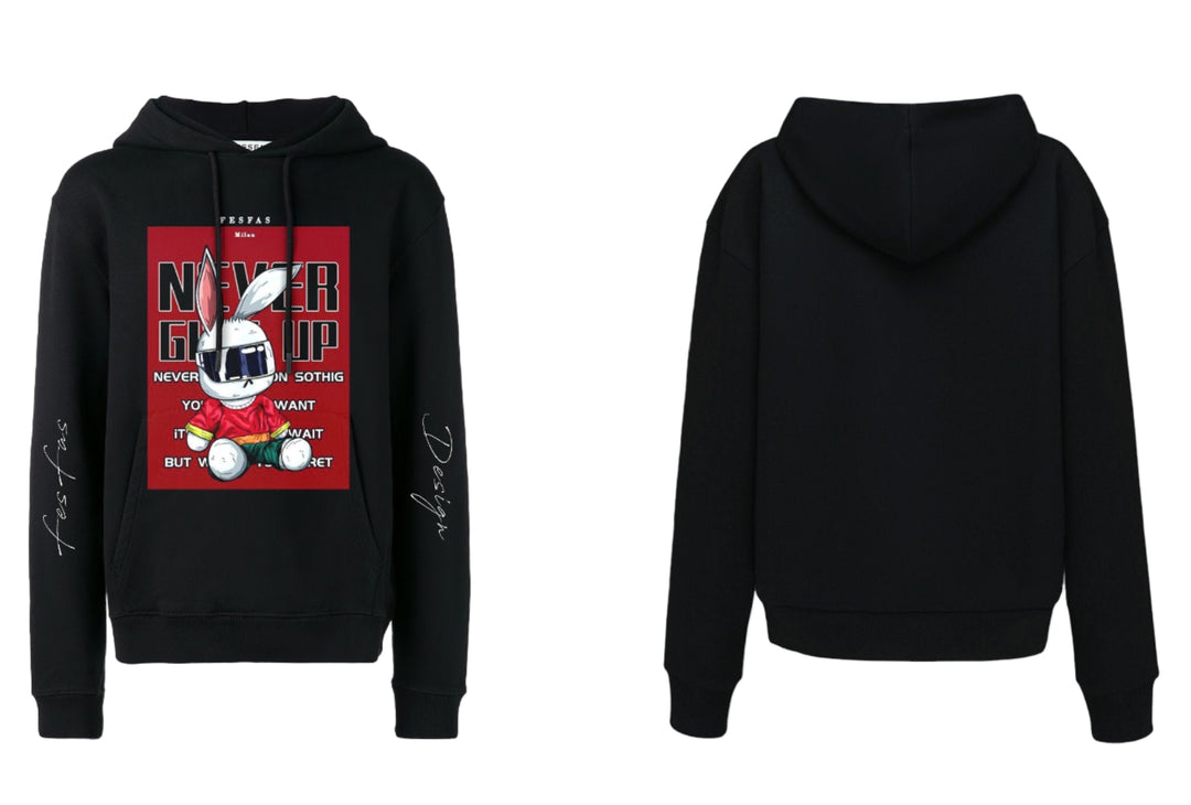 FesFas Never Give Up-print Hoodie | Black | Men