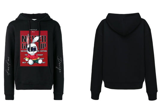 FesFas Never Give Up-print Hoodie | Black | Men