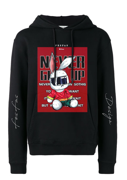 FesFas Never Give Up-print Hoodie | Black | Men