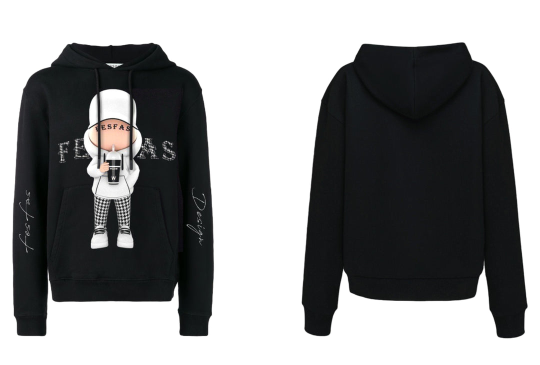 FesFas Cool Boy-print Hoodie | Black | Men