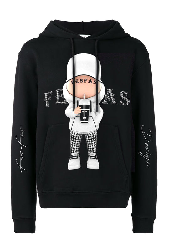 FesFas Cool Boy-print Hoodie | Black | Men