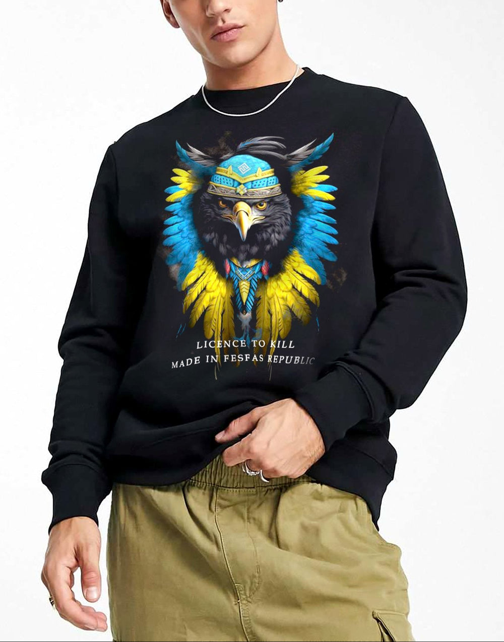 FesFas Eagle-print Sweatshirt | Black | Men