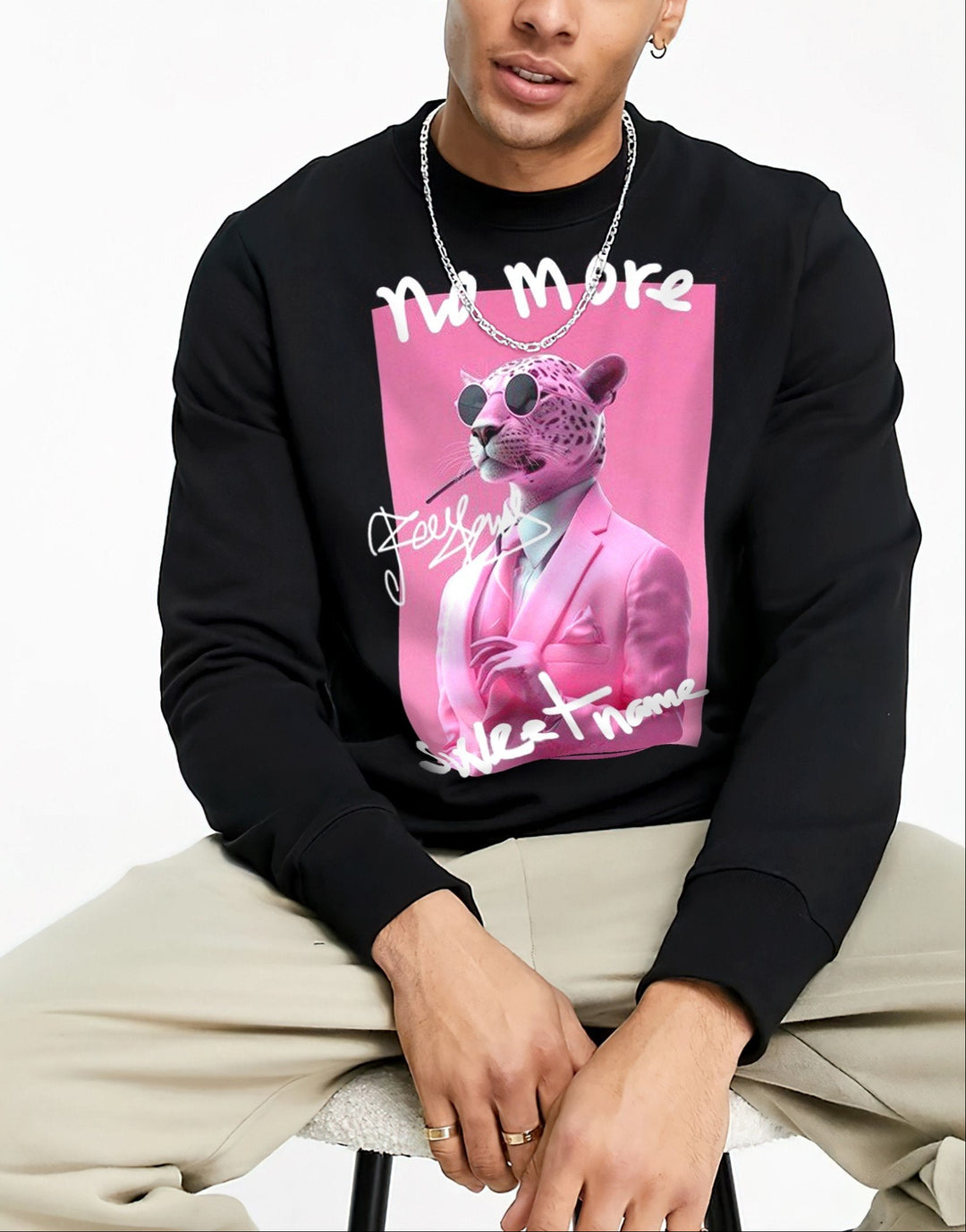 FesFas Panther-print Sweatshirt Set | Black | Men