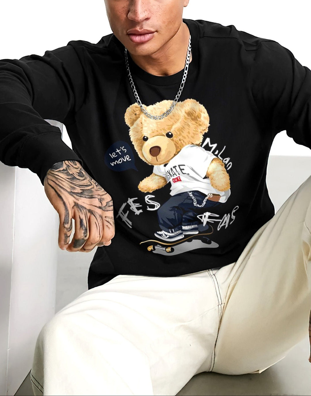 FesFas Bear-print Sweatshirt | Black | Men