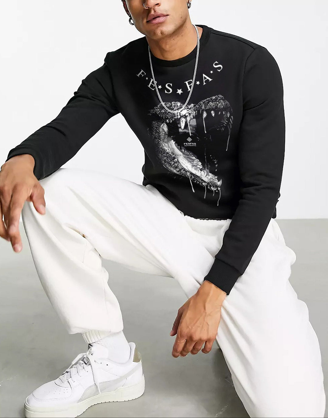FesFas Crocodile-print Sweatshirt | Black | Men