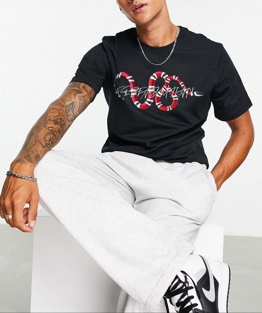FesFas Snake-print T-shirt | Black | Men