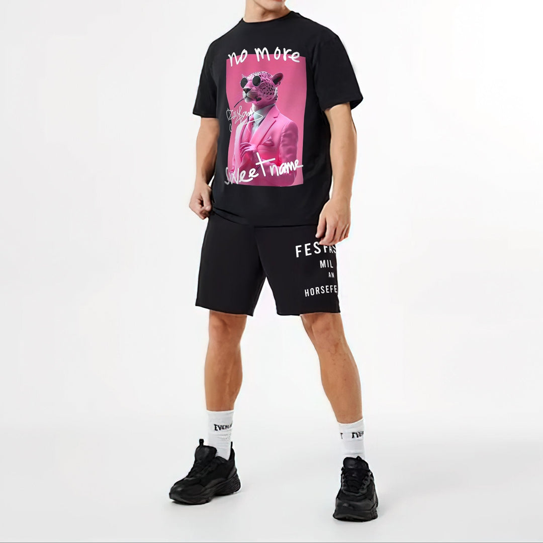 FesFas Pink Panther-print T-shirt | Black | Men