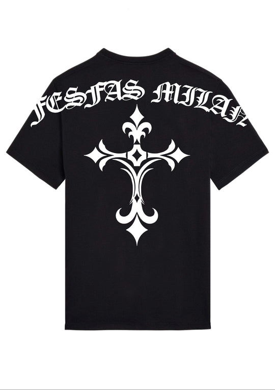FesFas Cross-print T-shirt | Black | Men