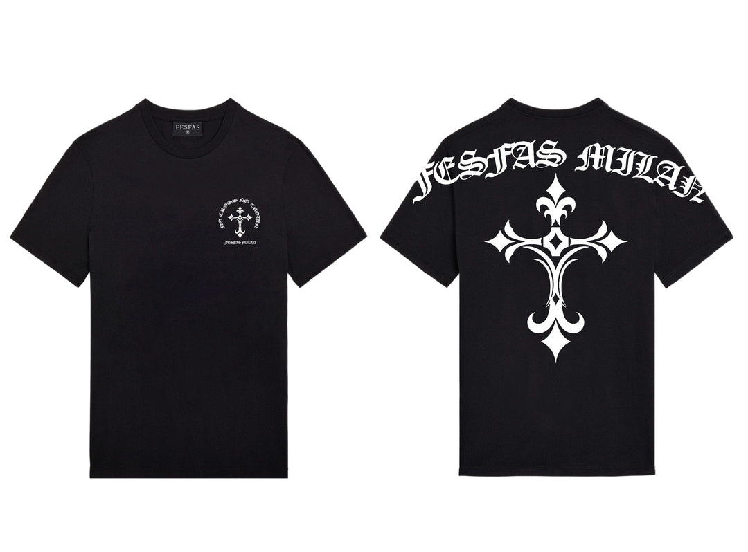 FesFas Cross-print T-shirt | Black | Men