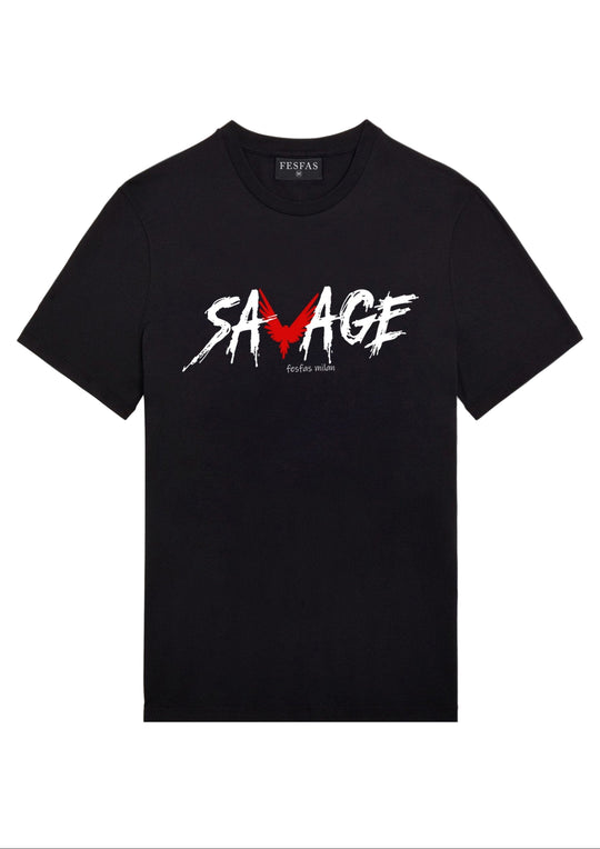 FesFas "Savage"-print T-shirt | Black | Men