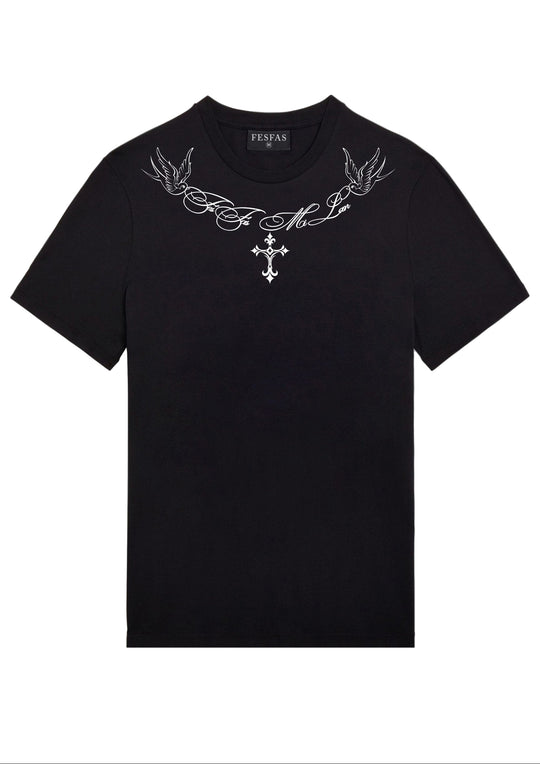 FesFas Cross-print T-shirt | Black | Men