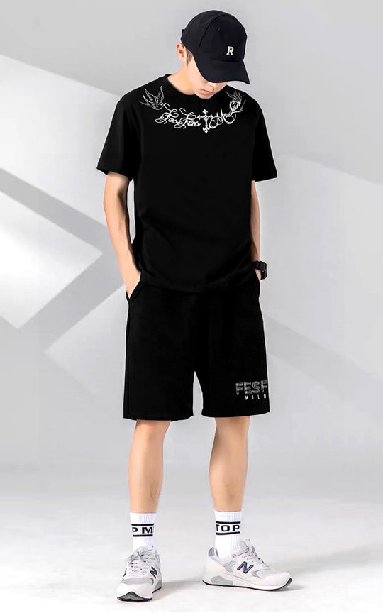 FesFas Cross-print T-shirt | Black | Men