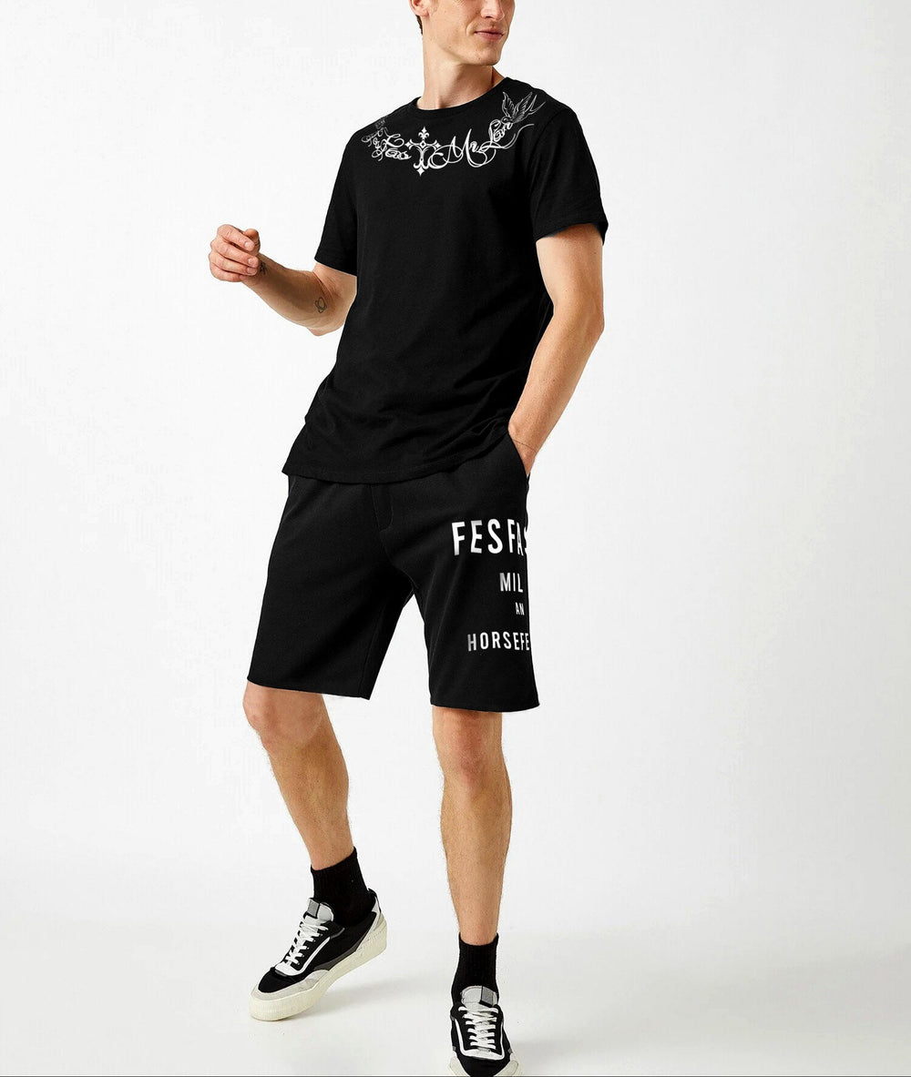 FesFas Cross-print T-shirt | Black | Men