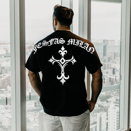 FesFas Cross-print T-shirt | Black | Men