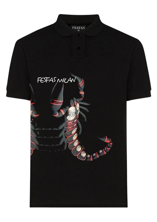 FesFas Scorpion-print Polo Shirt | Men | Black