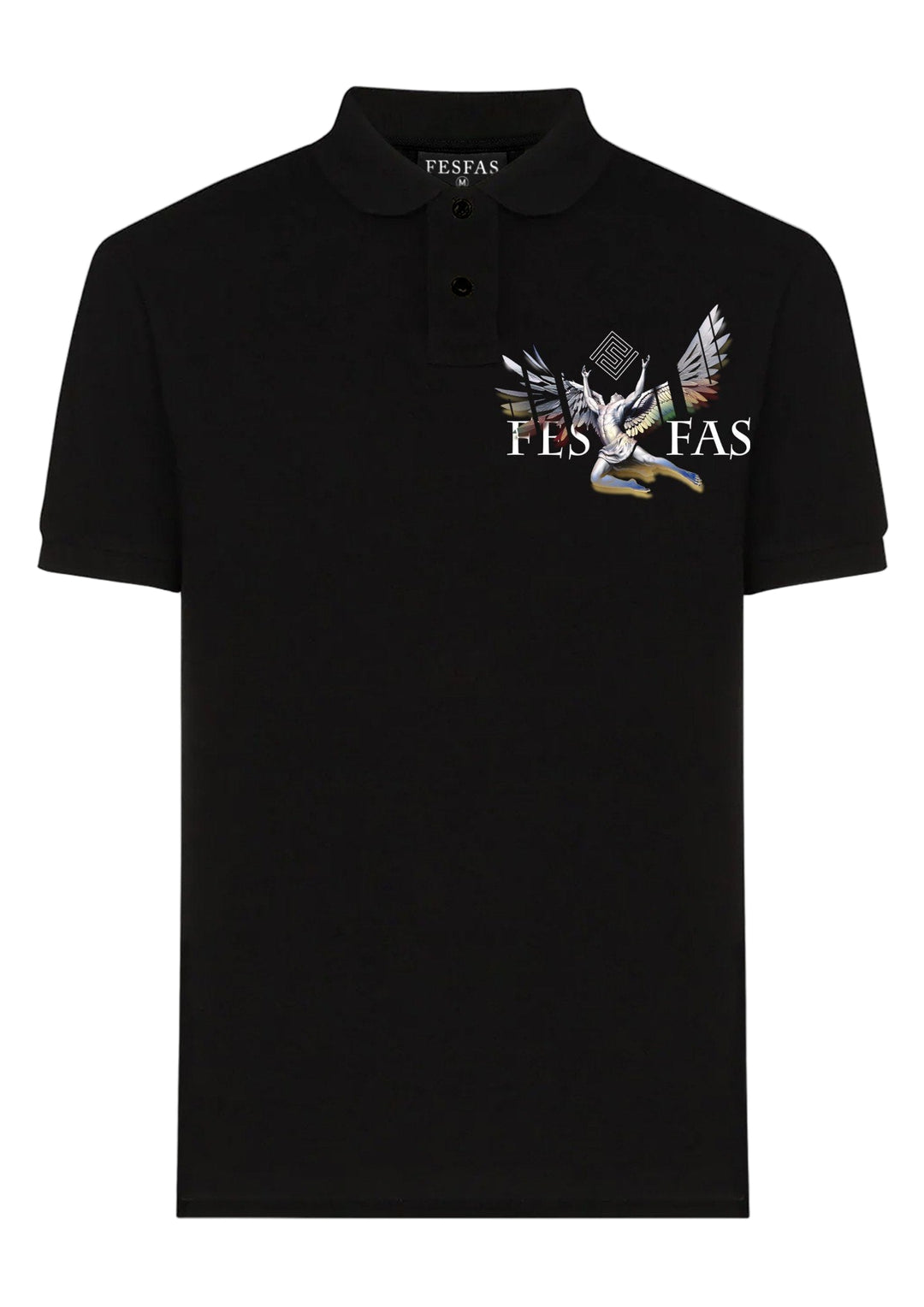 FesFas Angel-print Polo Shirt | Men | Black