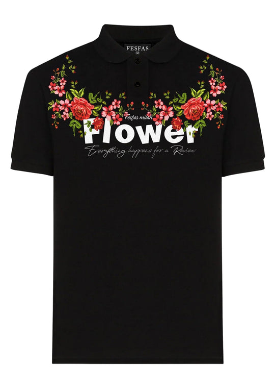 FesFas Floral-print Polo Shirt | Men | Black