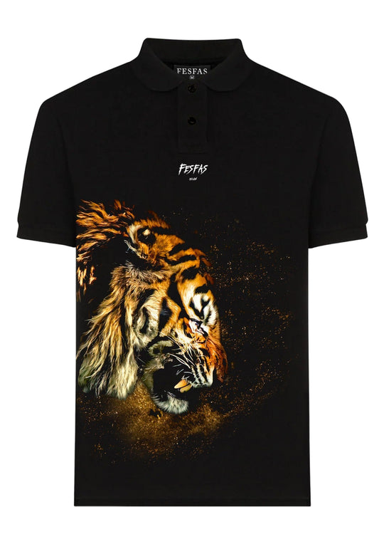 FesFas Tiger-print Polo Shirt | Men | Black