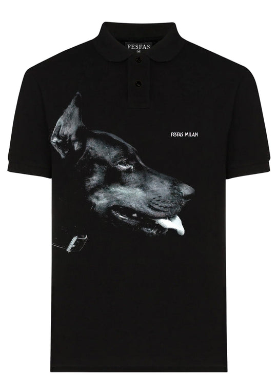 FesFas Doberman-print Polo Shirt | Men | Black