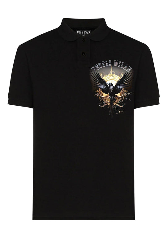 FesFas Eagle-print Polo Shirt | Men | Black