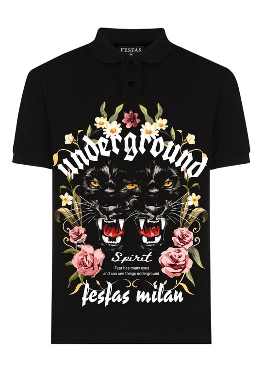 FesFas Panther-print Polo Shirt | Men | Black