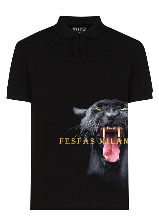 FesFas Panther-print Polo Shirt | Men | Black