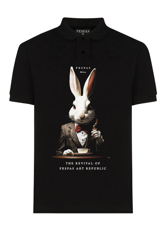 FesFas Rabbit-print Polo Shirt | Men | Black