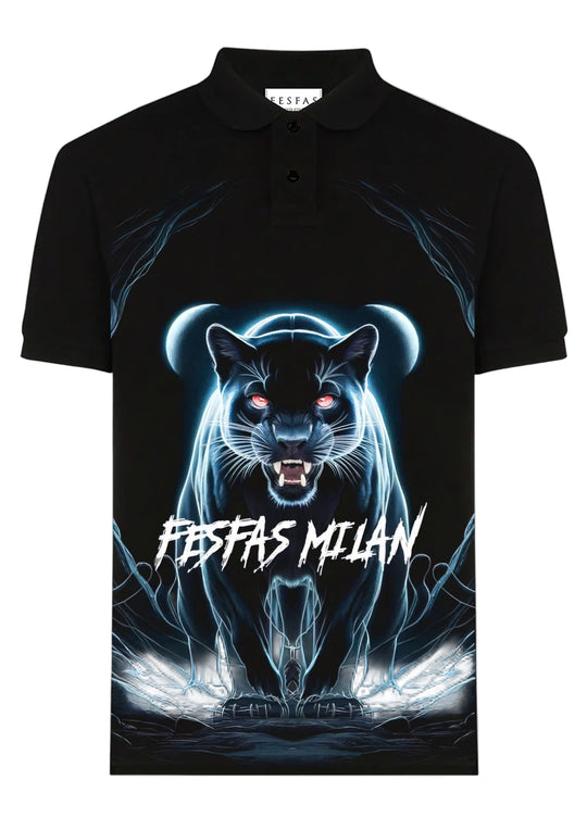 FesFas Panther-print Polo Shirt | Men | Black