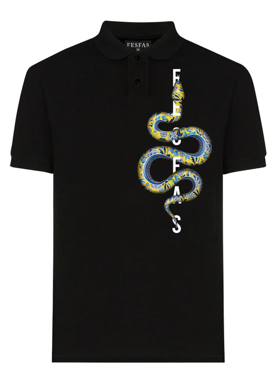 FesFas Snake-print Polo Shirt | Men | Black