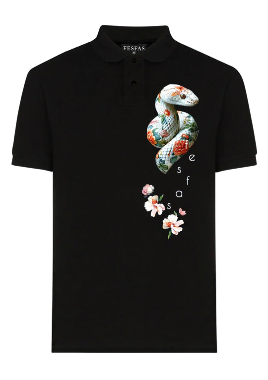 FesFas Snake-print Polo Shirt | Men | Black