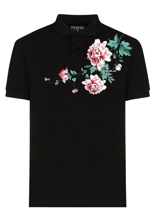 FesFas Floral-print Polo Shirt | Men | Black