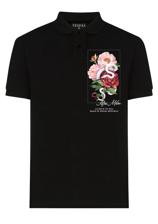 FesFas Floral-print Polo Shirt | Men | Black