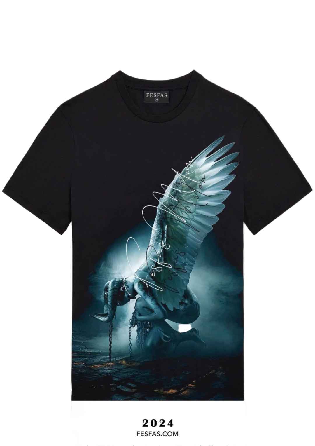 FesFas fallen angel-print T-shirt | Black | Men
