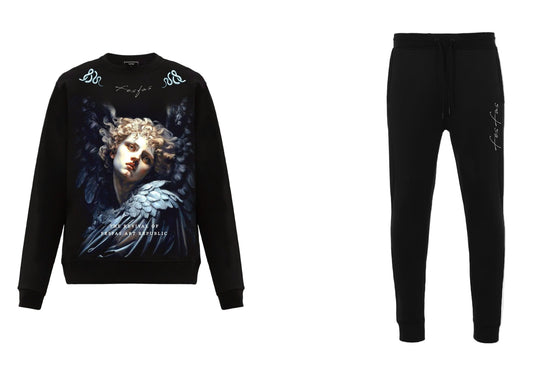 FesFas Angel-print Sweatshirt Set | Black | Men